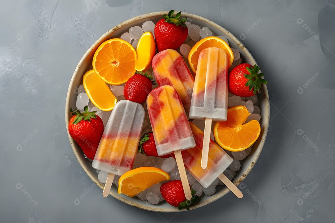 Vários Picolé De Sorvete De Frutas