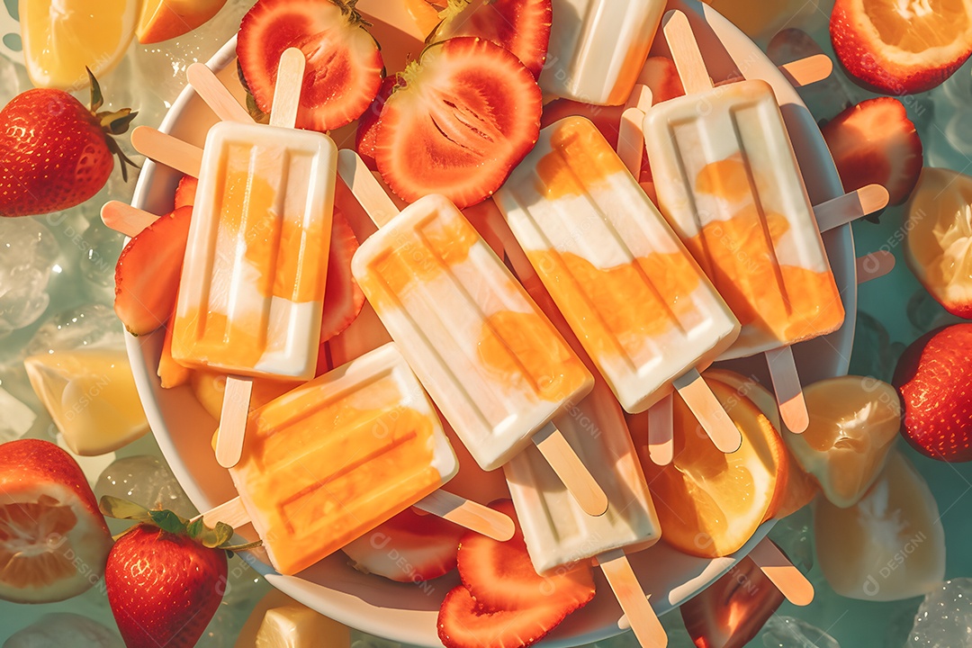 Vários Picolé De Sorvete De Frutas