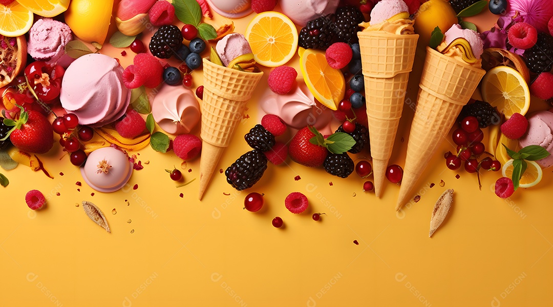 Várias Casquinha De Sorvete De Frutas