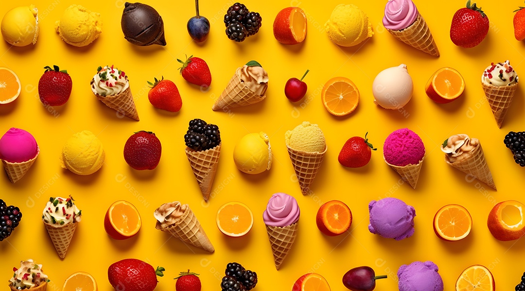 Várias Casquinha De Sorvete De Frutas