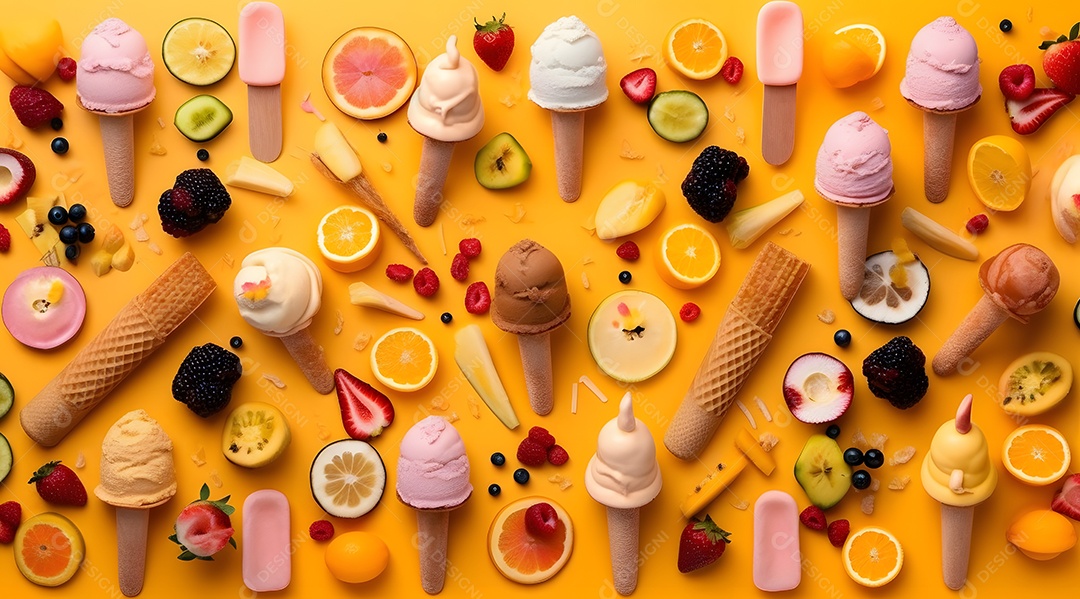 Várias Casquinha De Sorvete De Frutas