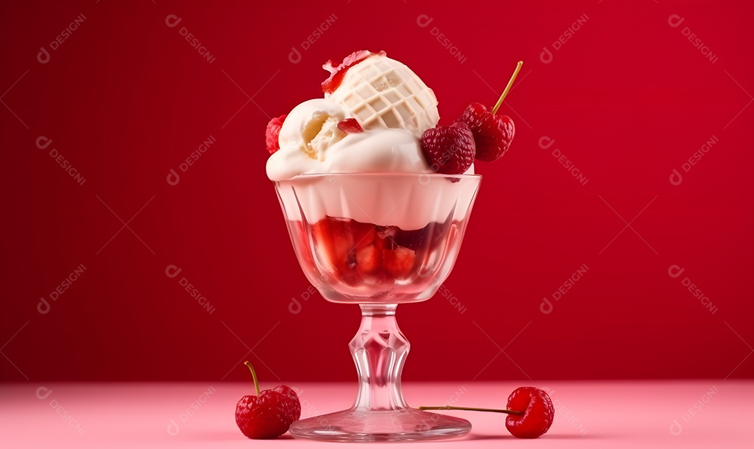 Taça De Sorvete Sobre Fundo Isolado