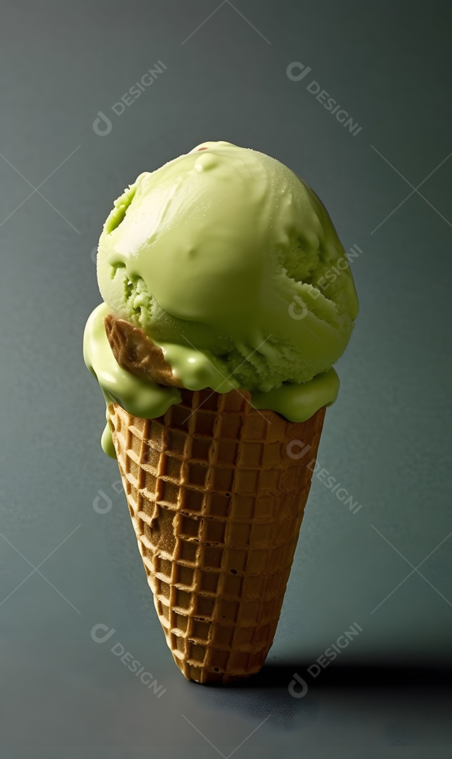 Casquinha De Sorvete Verde Sobre Fundo Isolado