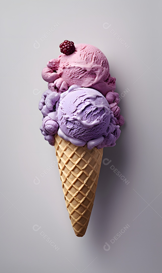 Casquinha De Sorvete De Uva Sobre Fundo Isolado