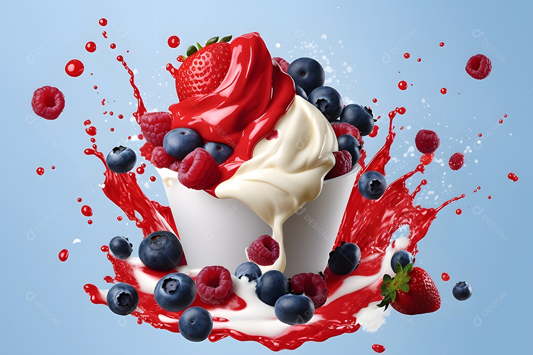 Tigela De Sorvete Com Varias Frutas