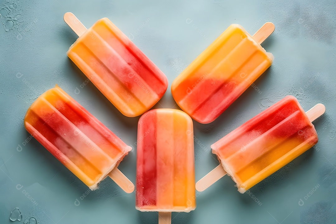 Vários Picolés Sobre Fundo Isolado