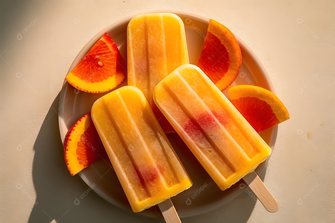 Vários Picolés Sobre Fundo Isolado