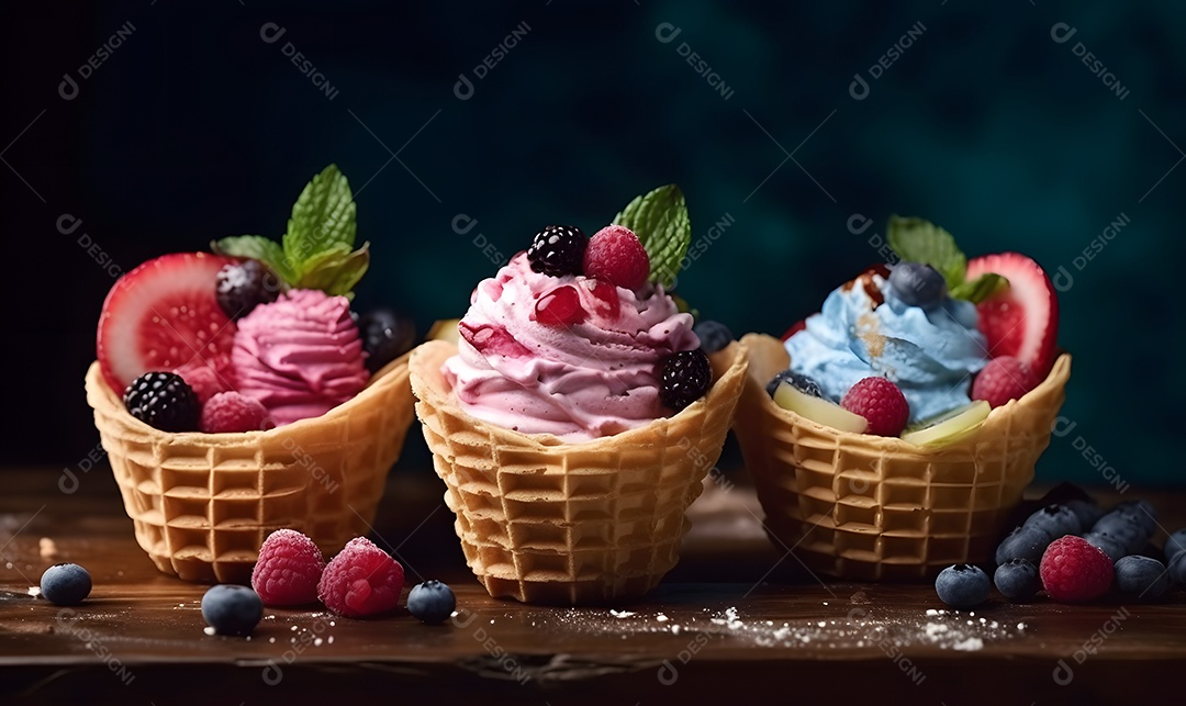 Varias Casquinhas De Sorvete De Vários Sabores