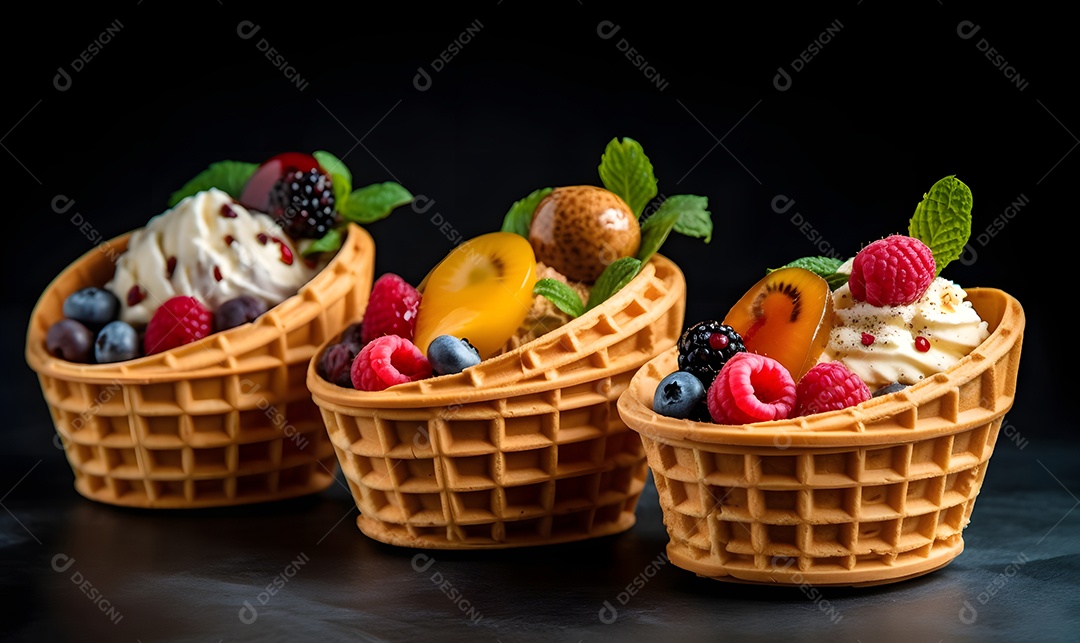 Varias Casquinhas De Sorvete De Vários Sabores