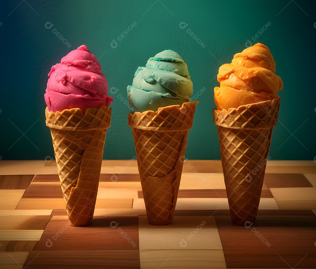 Varias Casquinhas De Sorvete De Vários Sabores