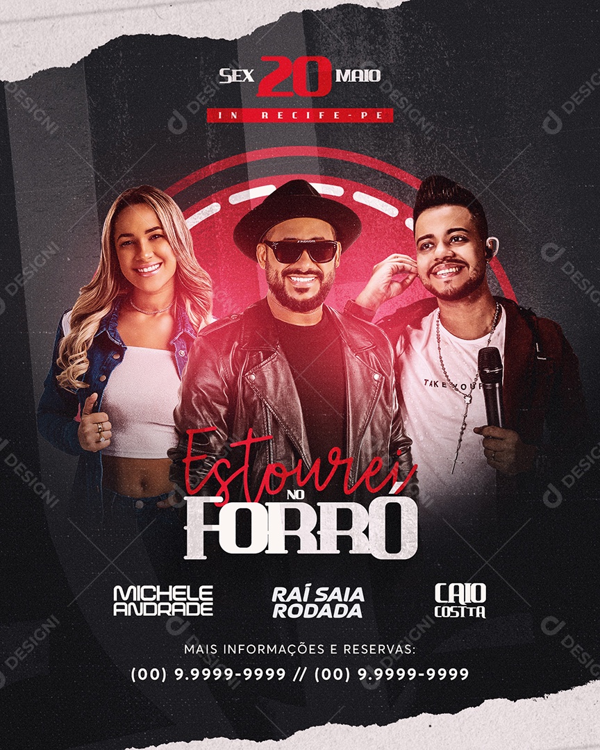 Flyer Estourei no Forró Social Media PSD Editável