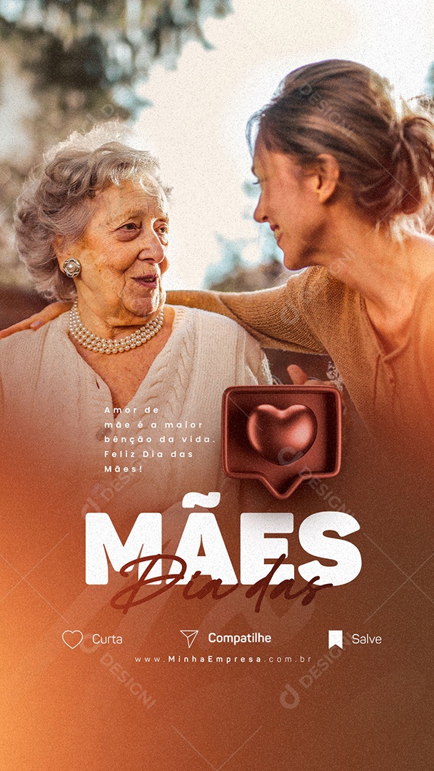 Story Amor De Mãe é a Maior Benção Da Vida 14 De Maio Dia Das Mães Social Media PSD Editável
