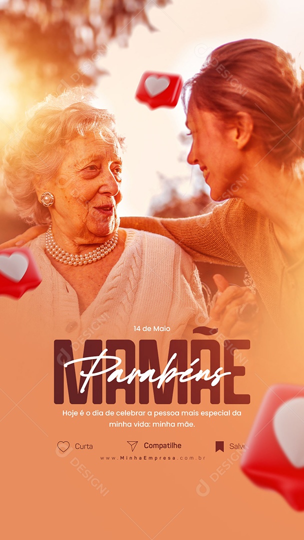 Story Parabéns Mamãe 14 De Maio Dia Das Mães Social Media PSD Editável