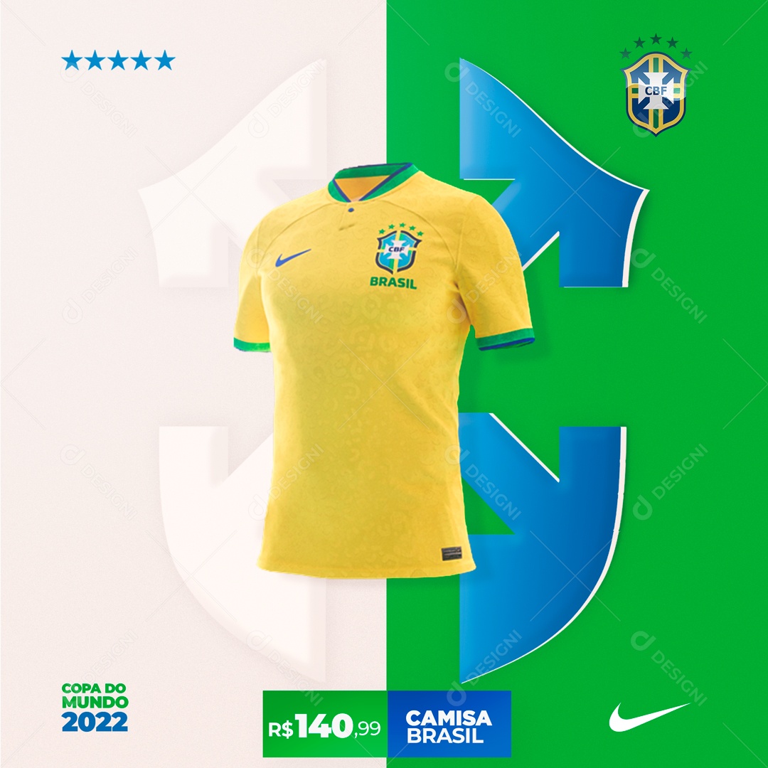 Social Media Camisa Do Brasil Cor Amarelo PSD Editavel