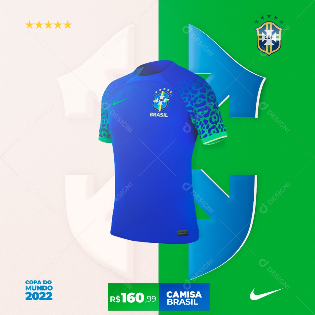 Social Media Camisa Do Brasil Cor Azul PSD Editavel