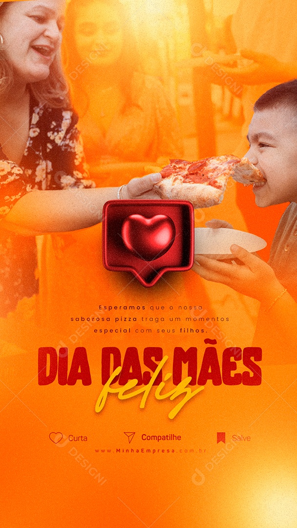 Story Feliz Dia Das Mães Pizzaria Social Media PSD Editável