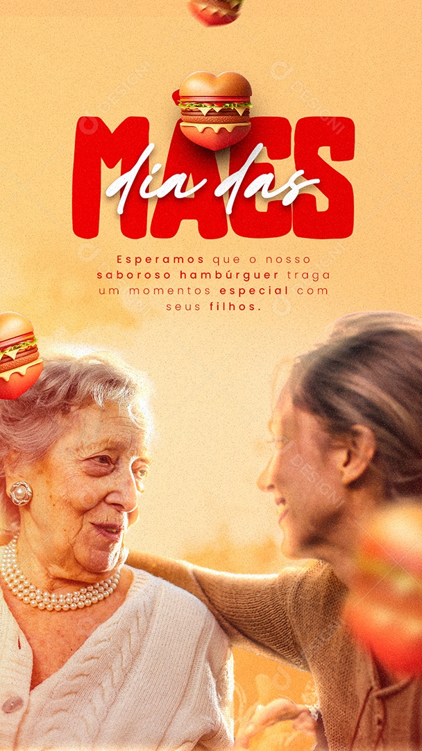 Story Dia Das Mães Hamburgueria Social Media PSD Editável