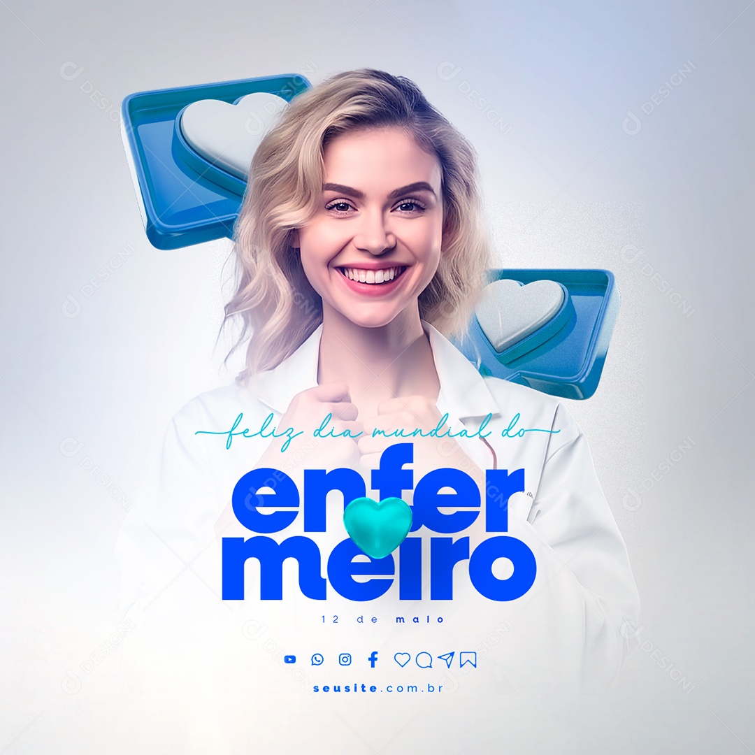Feliz Dia Mundial Do Enfermeiro 12 De Maio Social Media PSD Editável