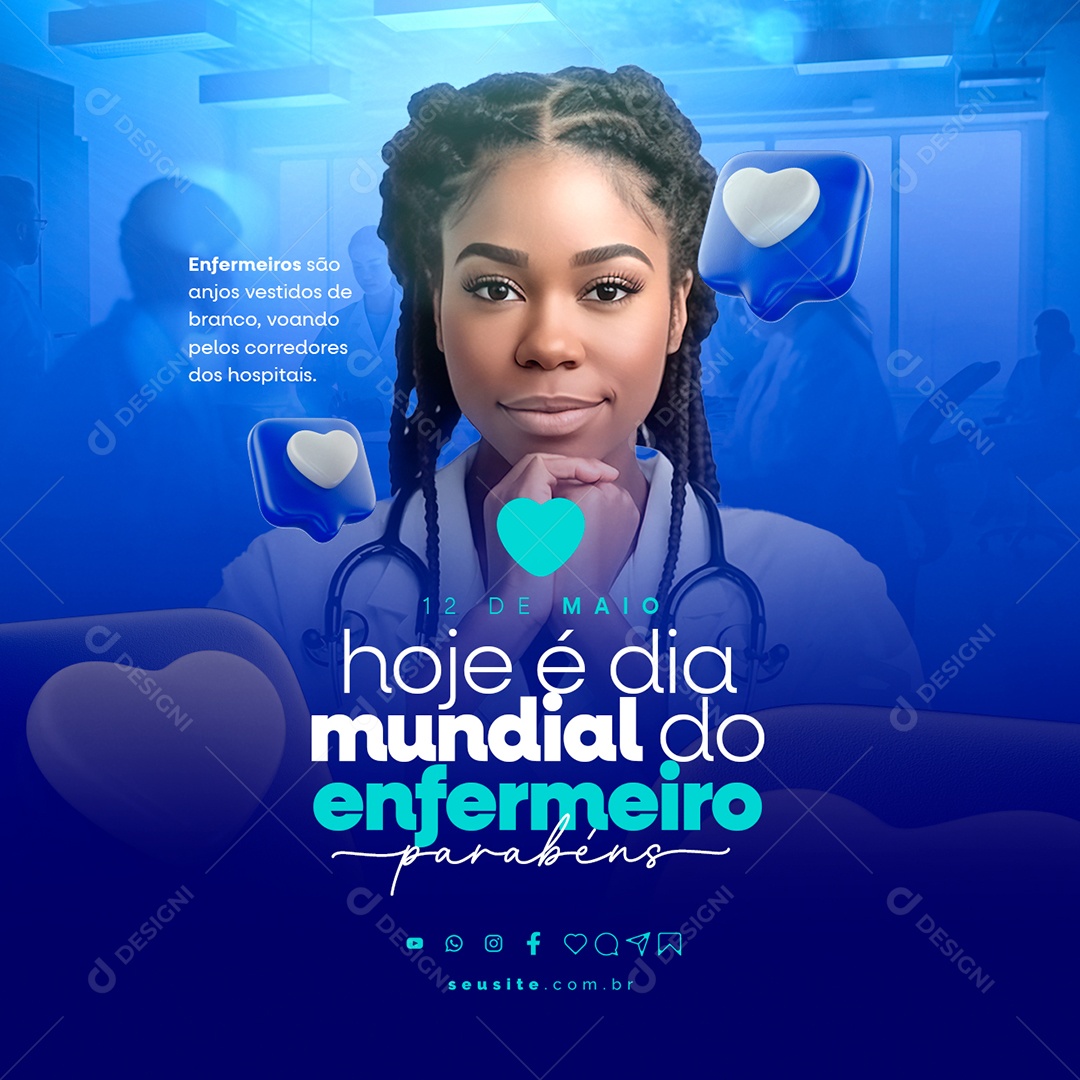 Enfermeiros São Anjos Vestidos De Branco 12 De Maio Dia Mundial Do Enfermeiro Social Media PSD Editável