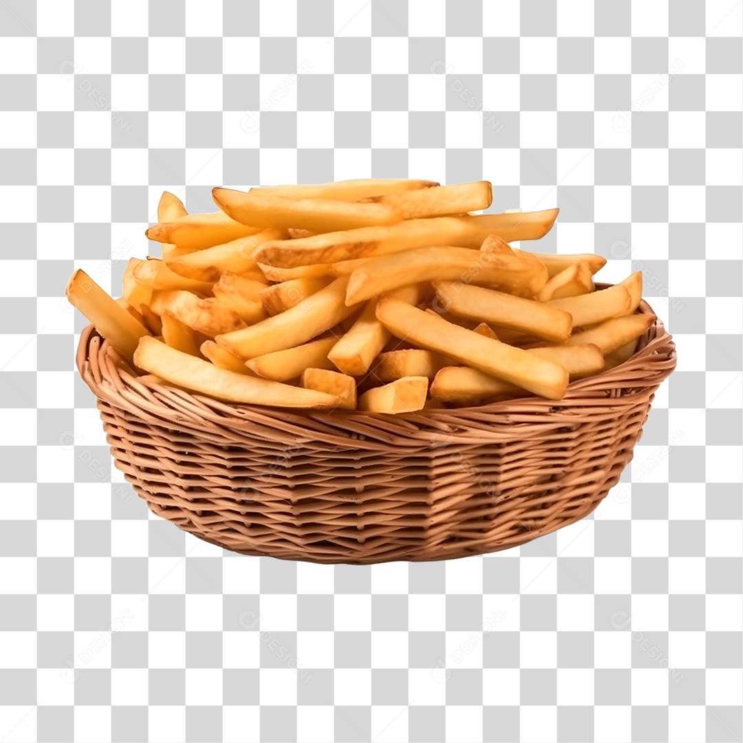 Batata fritas deliciosas sobre uma cesta