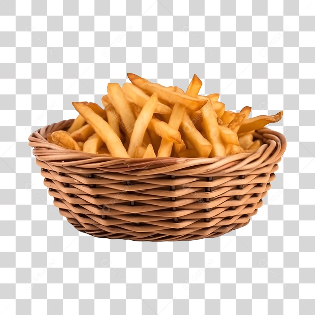 Batata fritas deliciosas sobre uma cesta