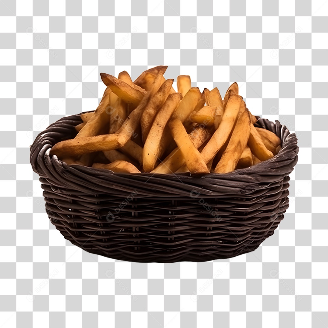 Batata fritas deliciosas sobre uma cesta