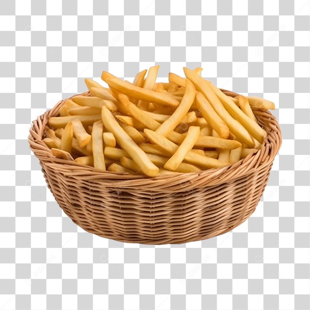 Batata fritas deliciosas sobre uma cesta