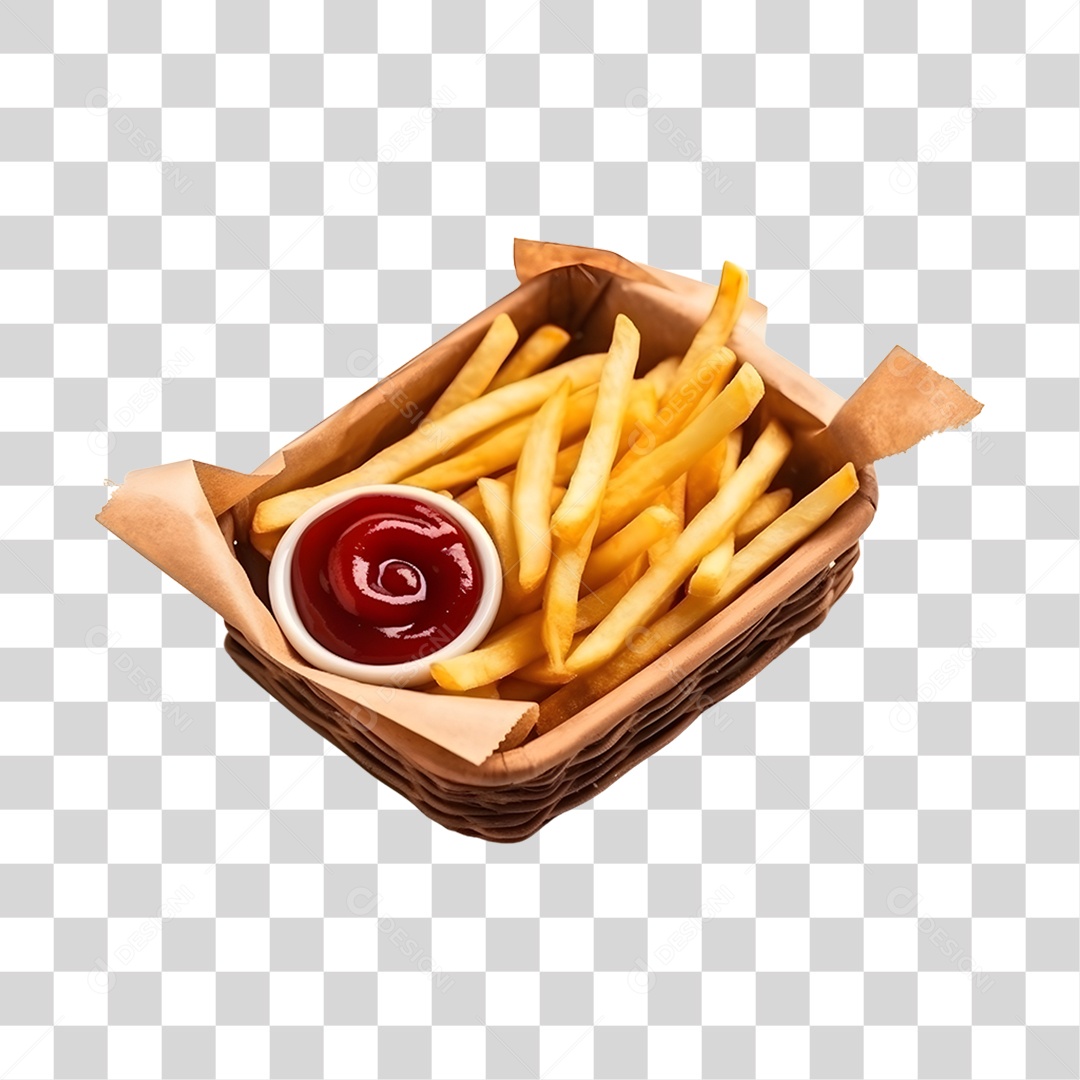 Batata fritas deliciosas sobre uma cesta