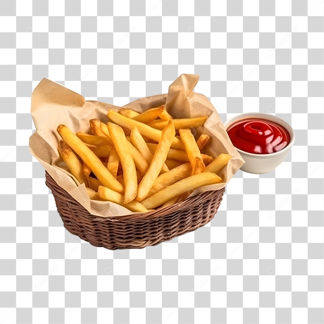 Batata fritas deliciosas sobre uma cesta