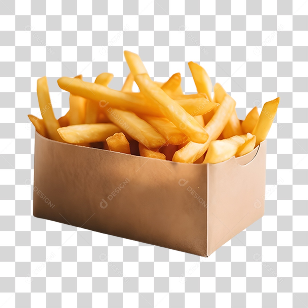 Batata fritas deliciosas sobre caixas