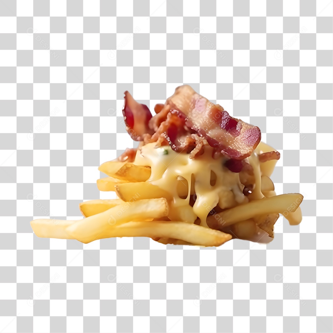 Batata frita deliciosa com cheddar bacon sobre uma tigela