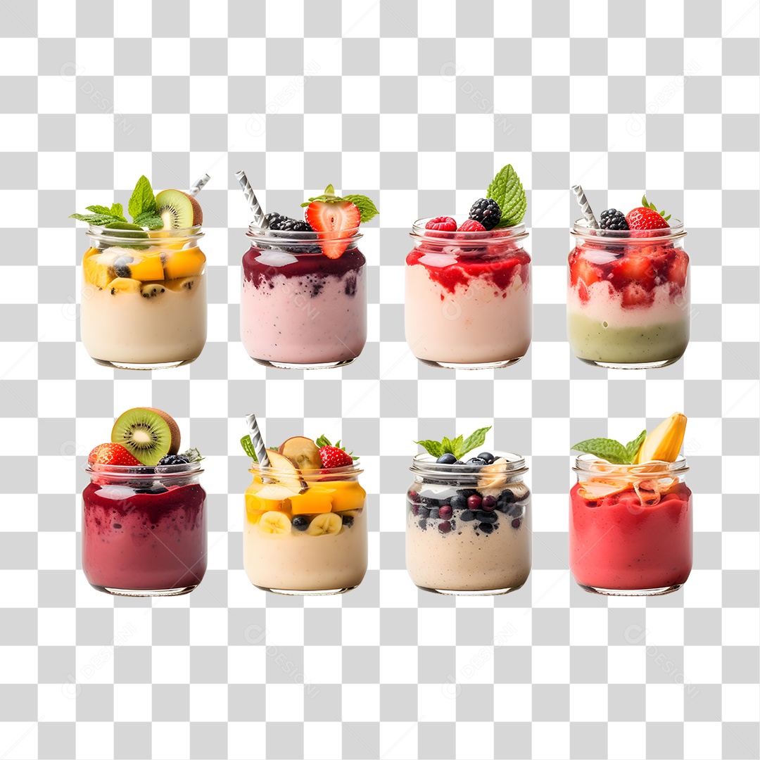 Sucos de frutas servidos copos de vidros