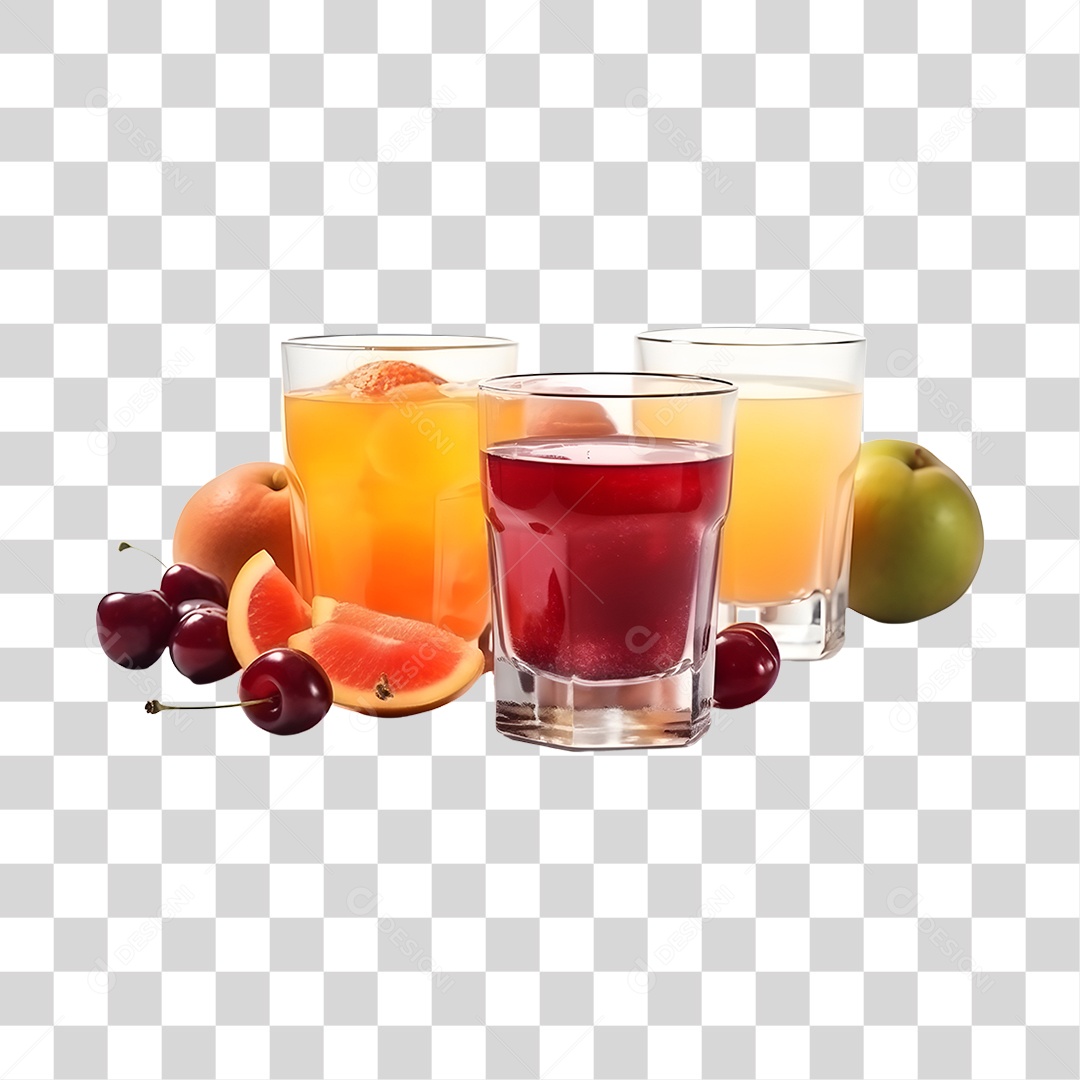 Sucos de frutas servidos copos de vidros