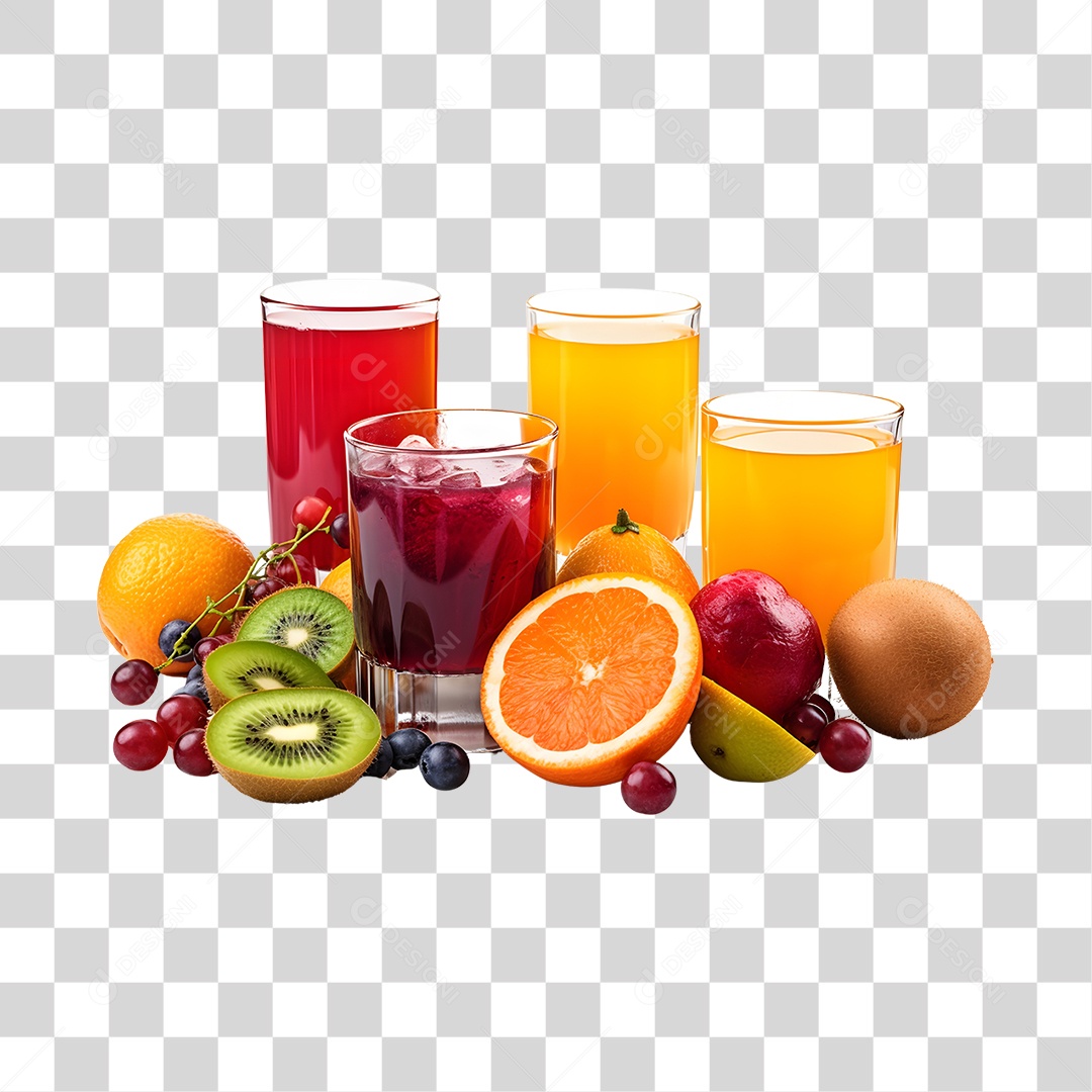 Sucos de frutas servidos copos de vidros