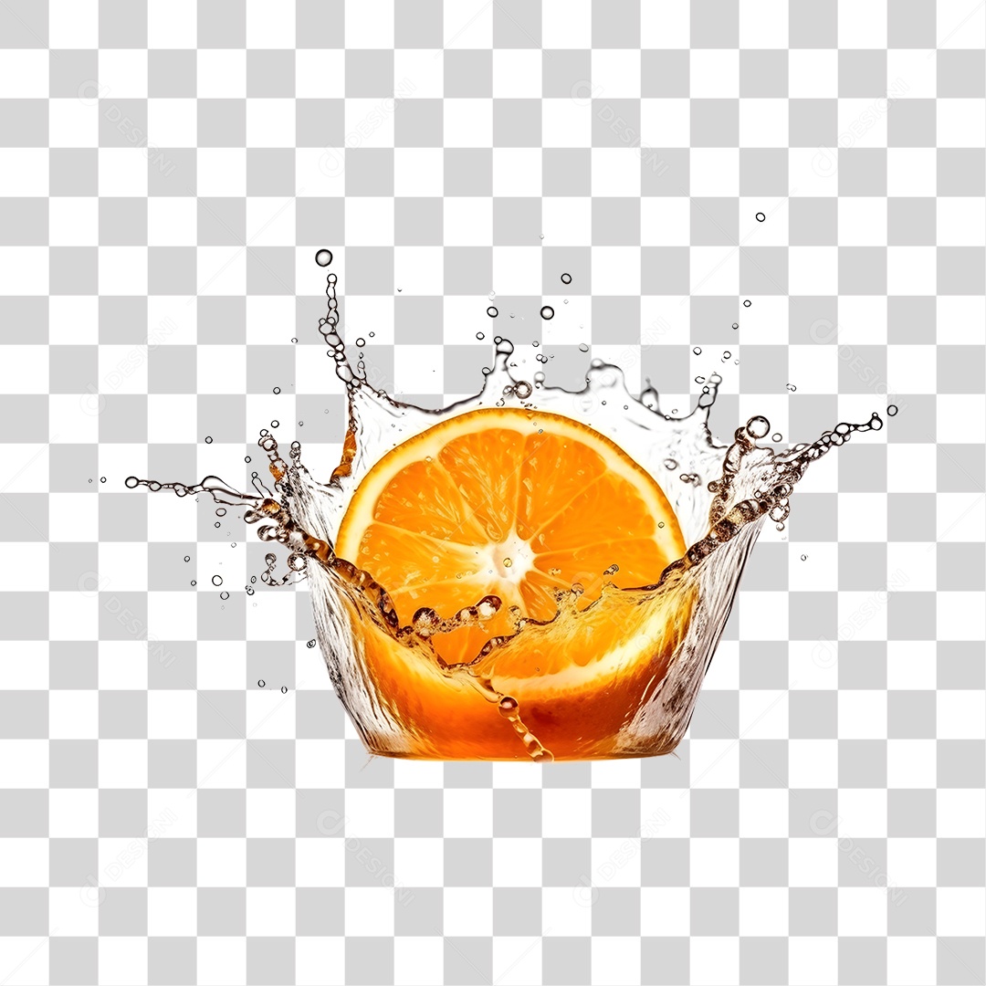 Suco de laranja com respingos de água PNG Transparente