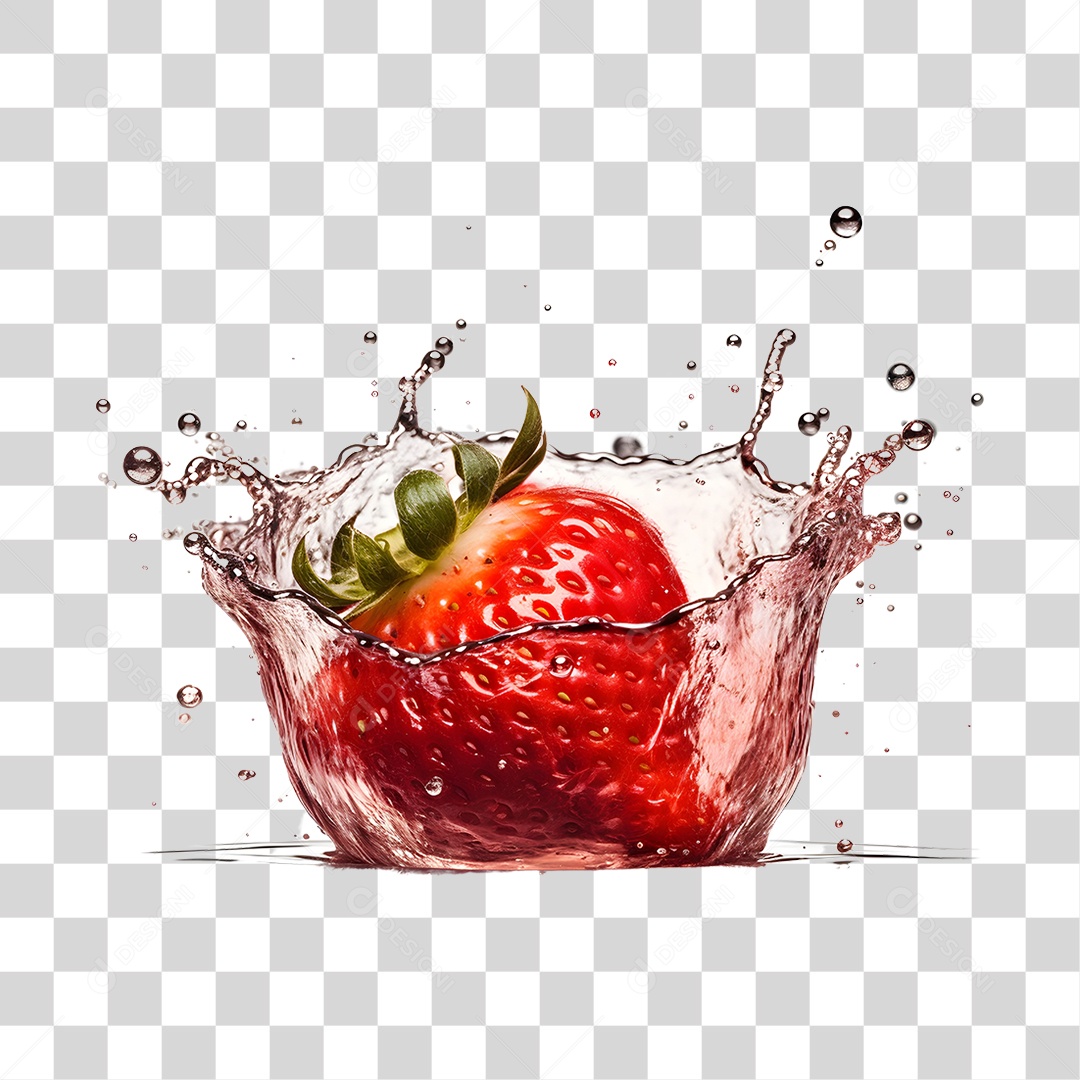 Suco de morango com respingos de água PNG Transparente