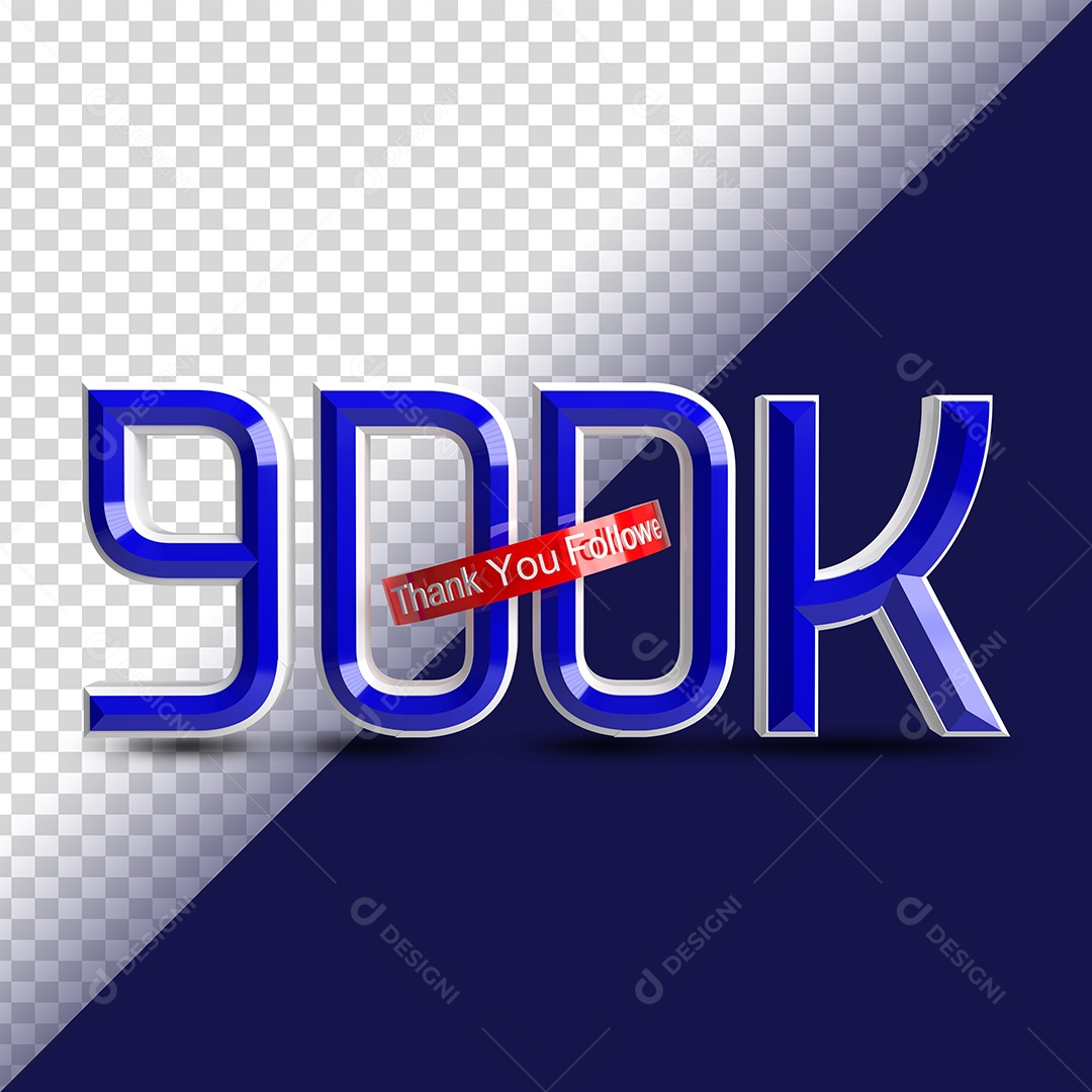 Número 900K Elemento 3D Para Composição PSD