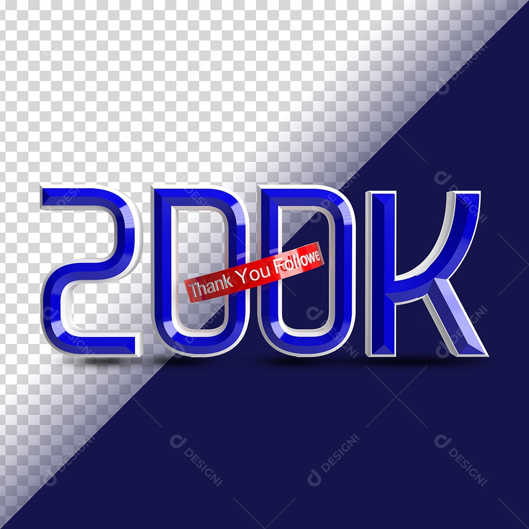 Numero 200K Elemento 3D Para Composição PSD
