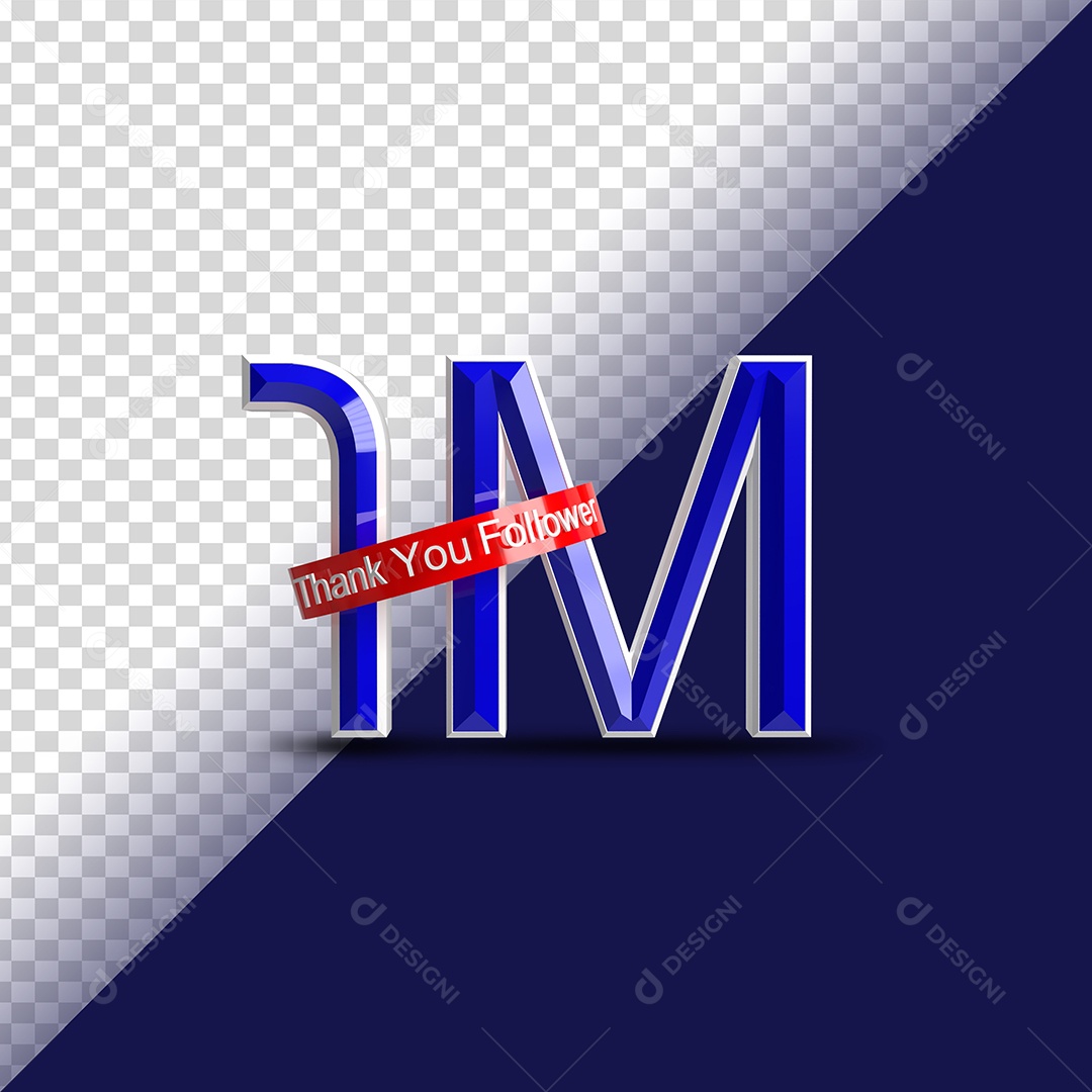 Numero 1 Milhão Elemento 3D Para Composição PSD