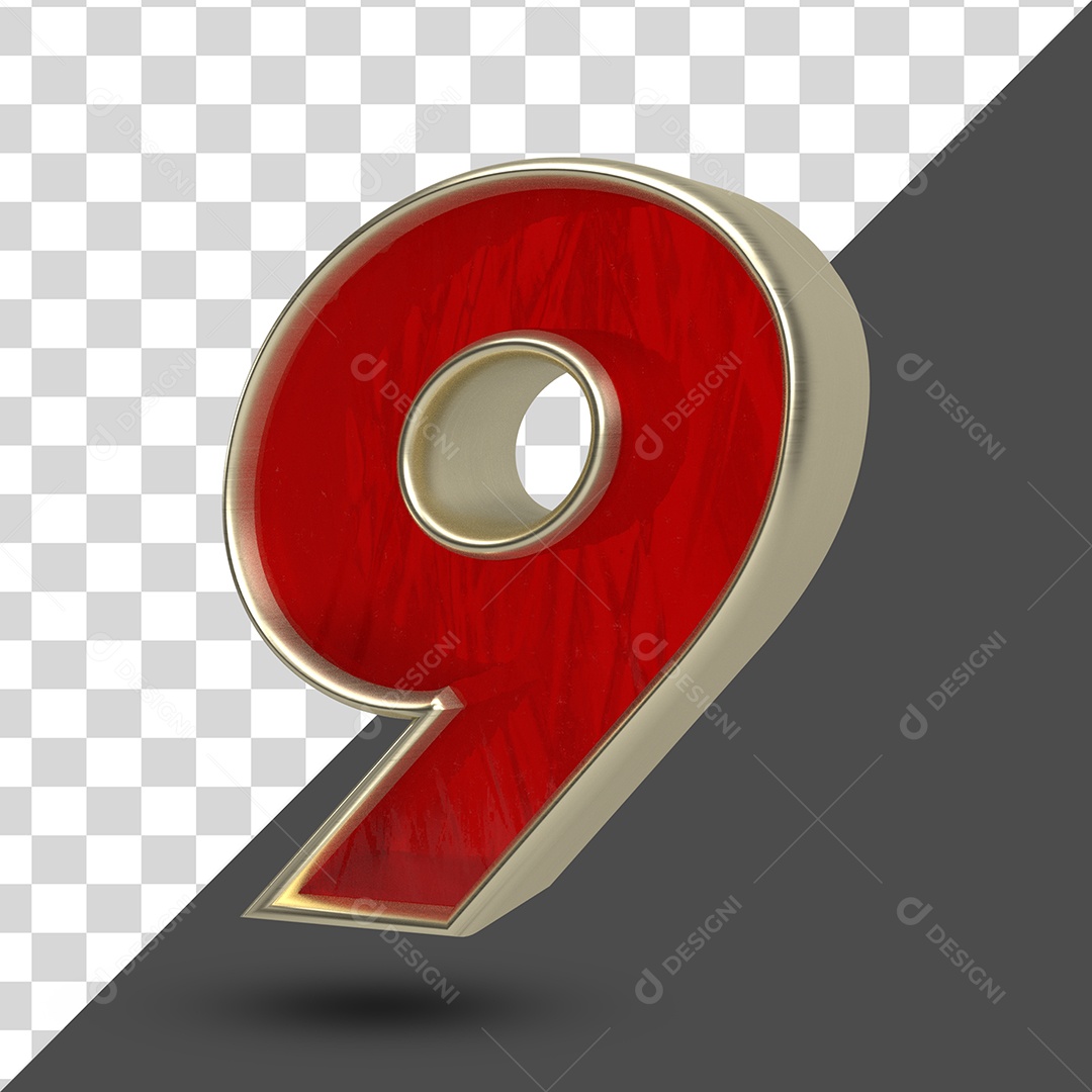 Numero 9 Elemento 3D Para Composição PSD