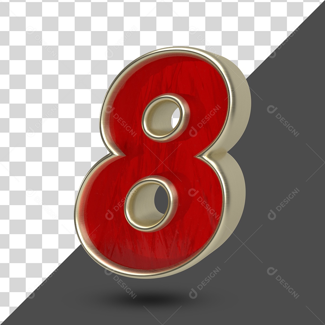 Numero 8 Elemento 3D Para Composição PSD