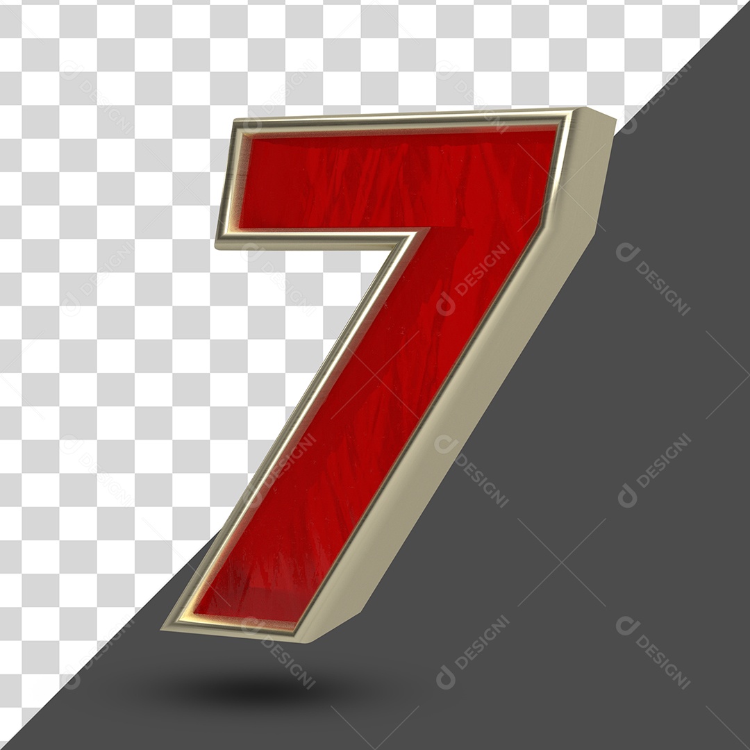 Numero 7 Elemento 3D Para Composição PSD
