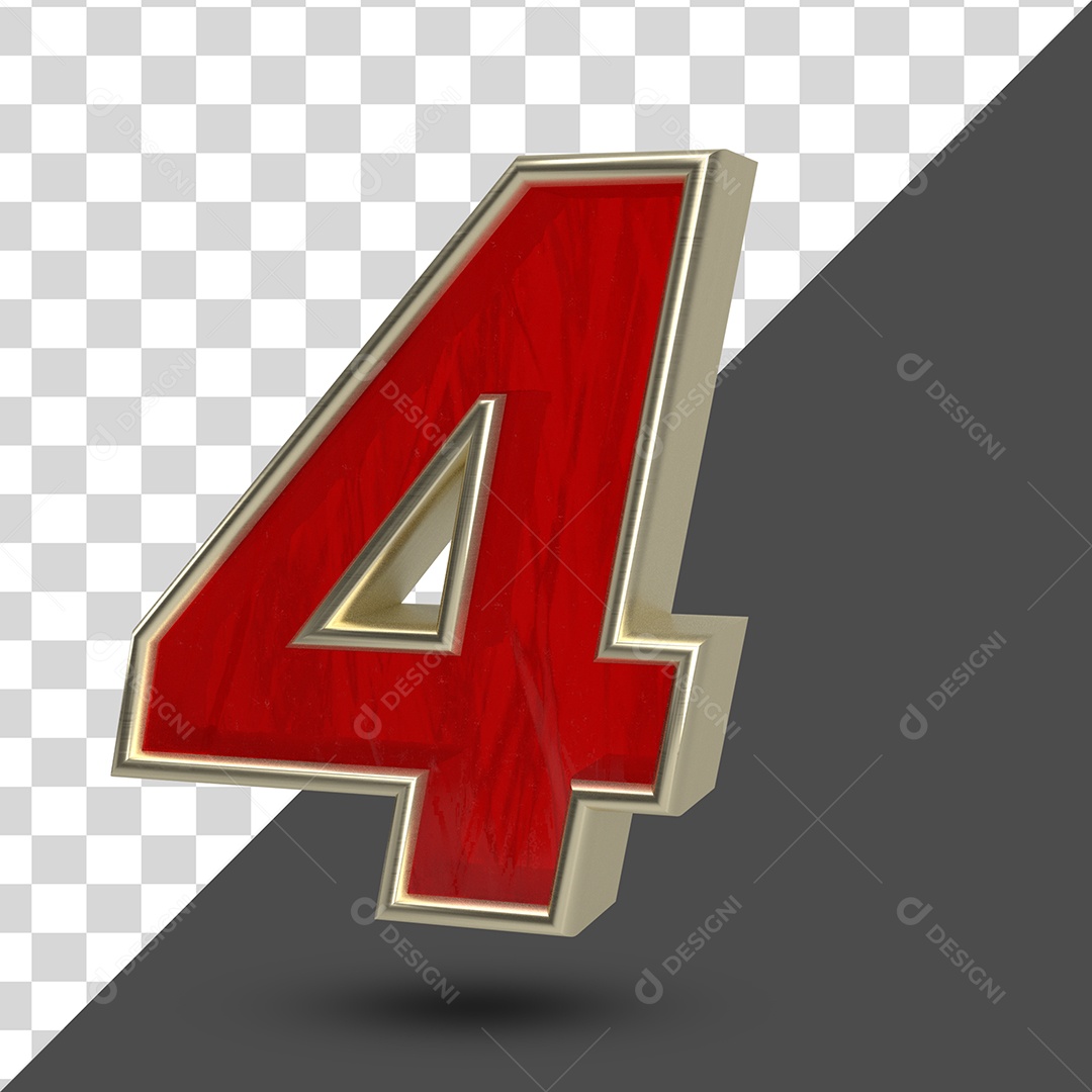 Numero 4 Elemento 3D Para Composição PSD