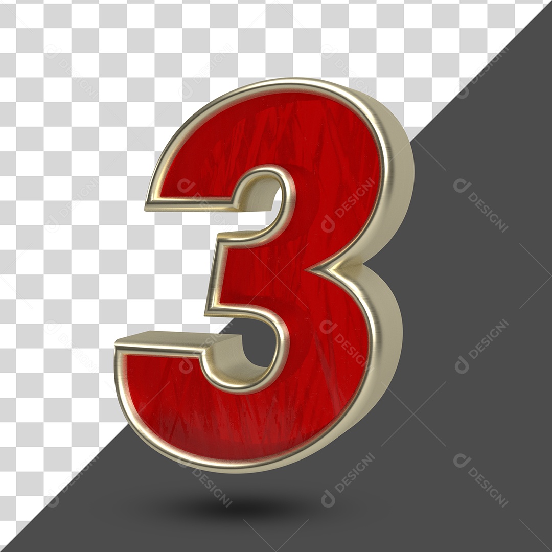 Numero 3 Elemento 3D Para Composição PSD