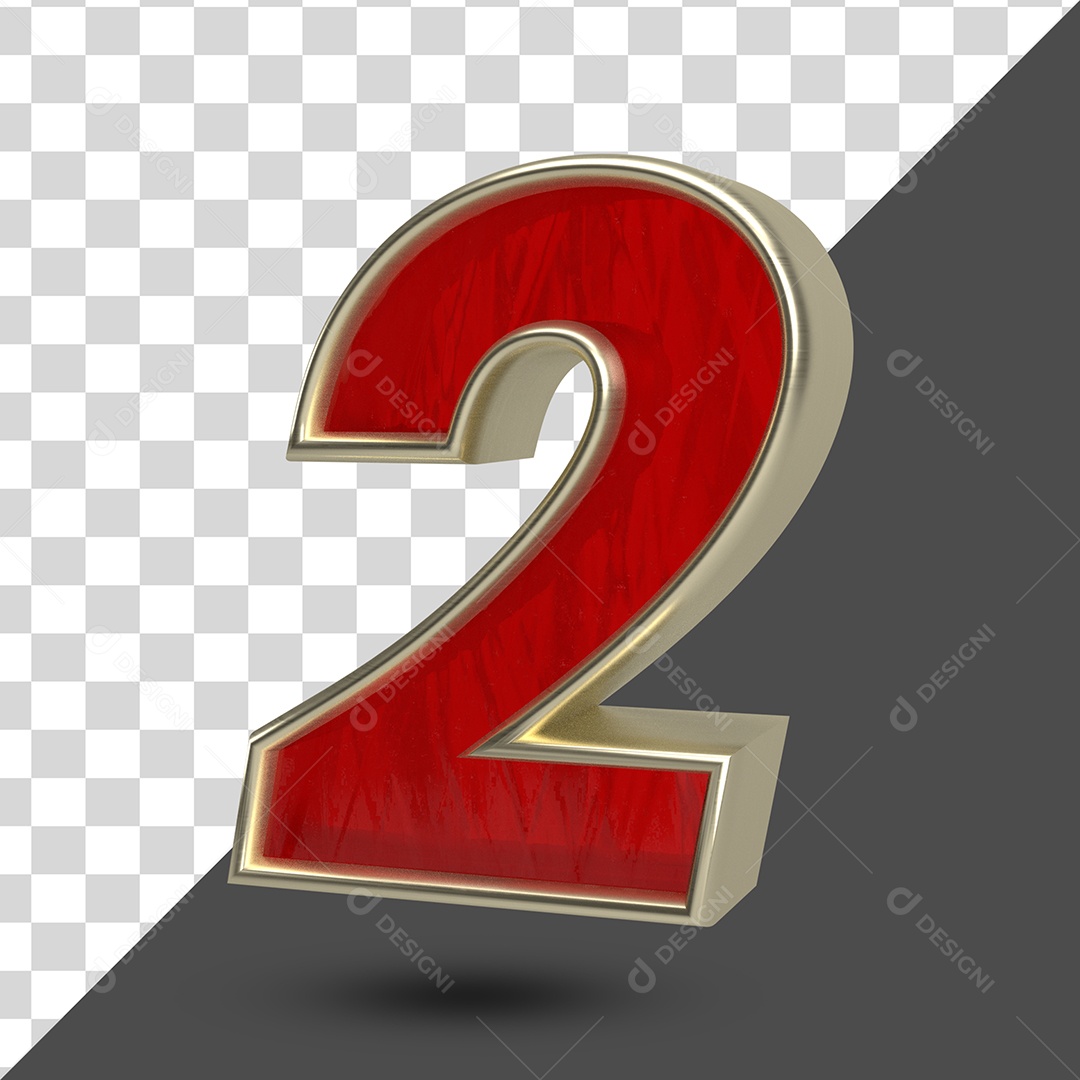 Numero 2 Elemento 3D Para Composição PSD