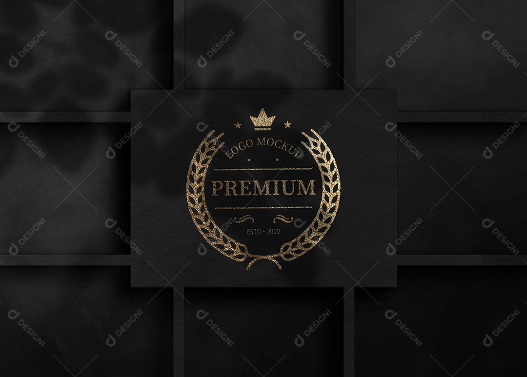 Mockup Folha Preto Com Logo Premium PSD