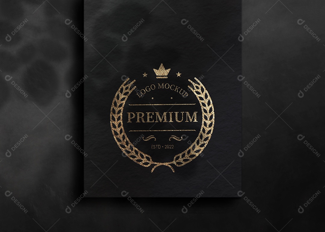 Mockup Folha Preto Com Logo Premium PSD