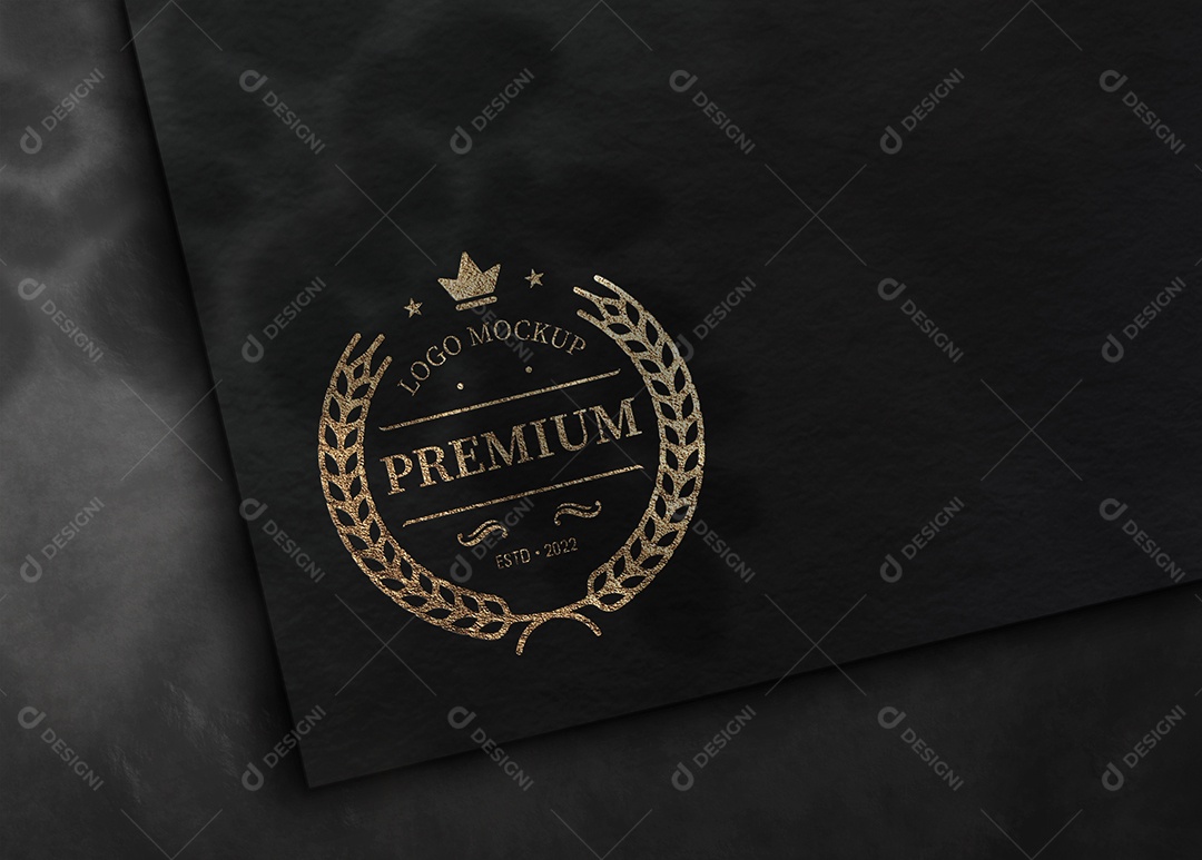 Mockup Folha Preto Com Logo Premium PSD