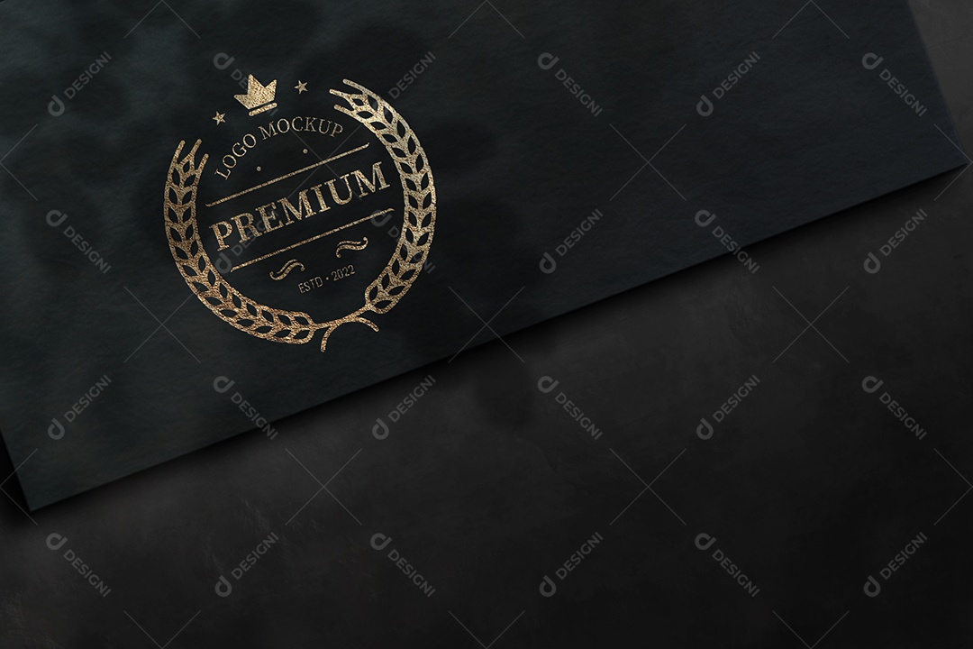 Mockup Folha Preto Com Logo Premium PSD