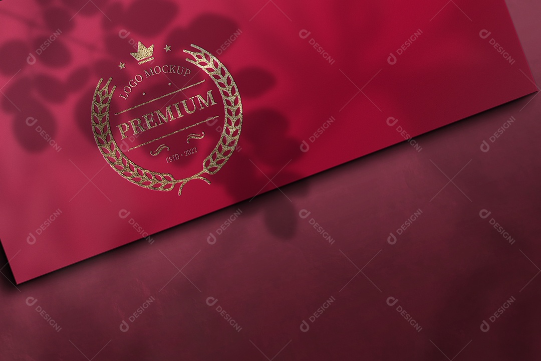 Mockup Folha Vermelha Com Logo Premium PSD